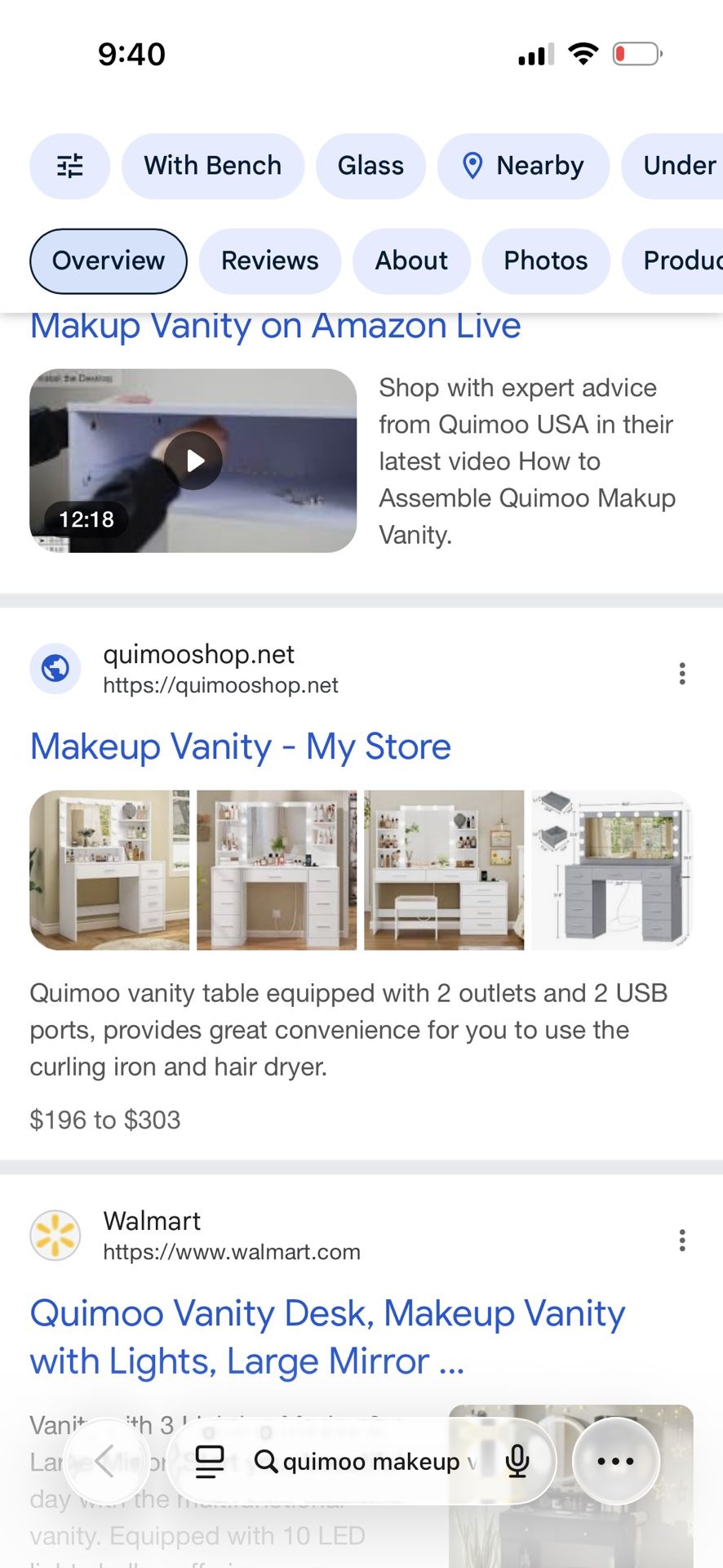Quimoo Makeup vanity New In Box