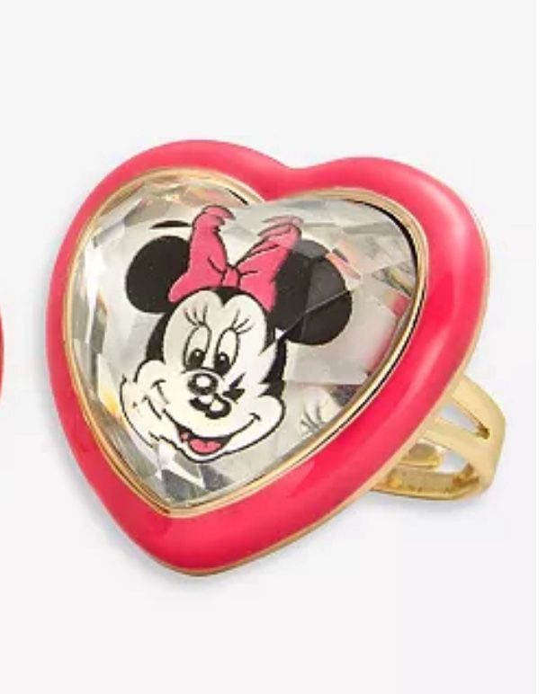 Valentines Disney Metal/Enamel adjustable heart shape rhinestone Minnie Mouse fashion Ring