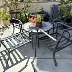 Metal Patio Set with Fire Pit