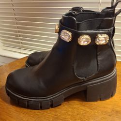 Madden Girl Women's Sz 6 1/2M Jeweled Ankle Boots Excellent 