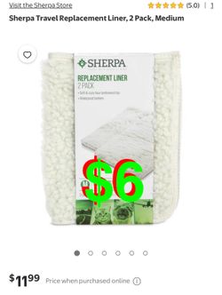 Sherpa Travel Replacement Liner, 2 Pack, Medium