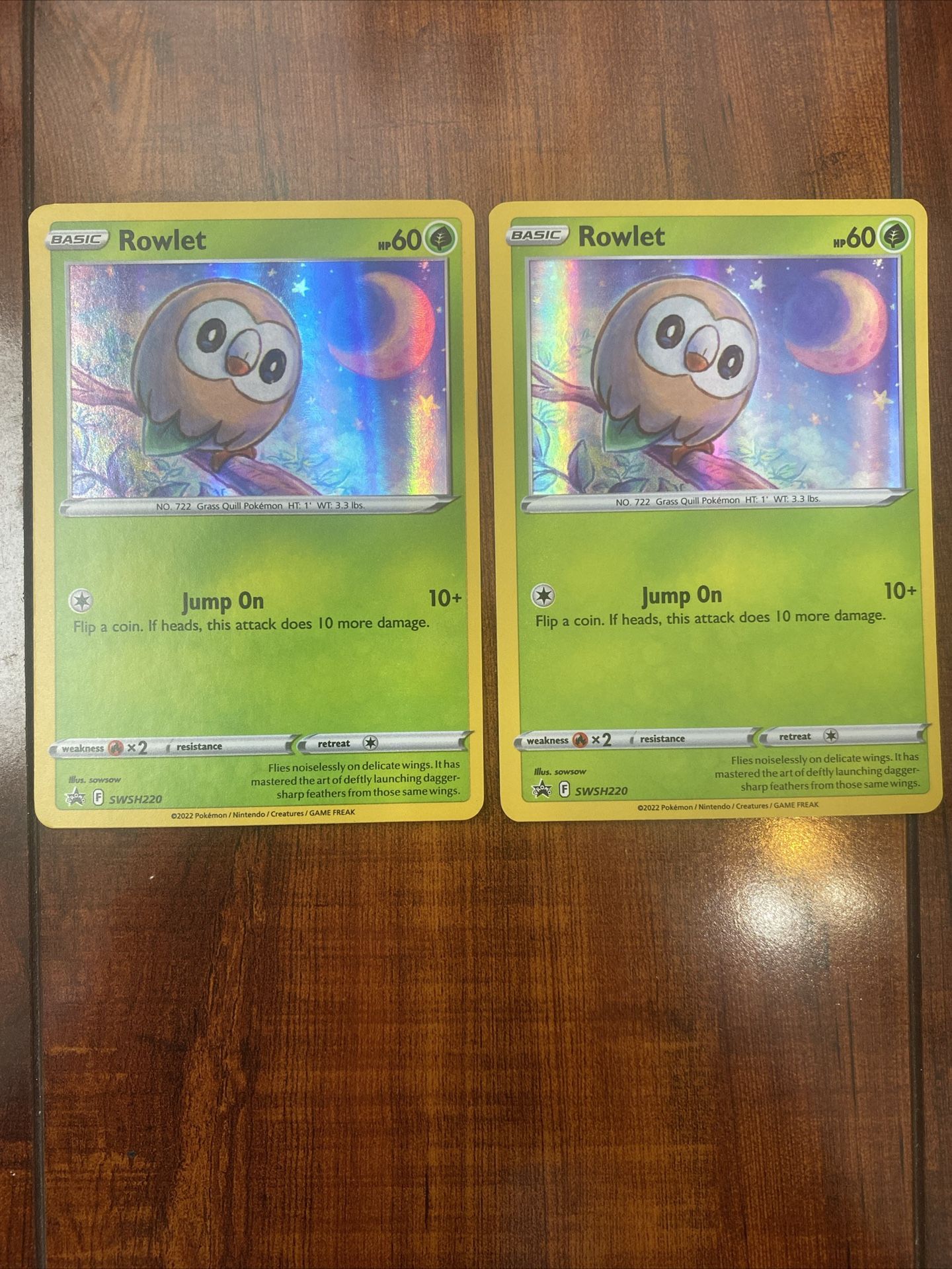 Pokemon Rowlet SWSH220 Black Star Promo Cosmos Holo Lot of 2 NM