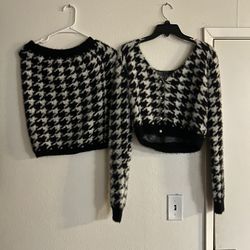 Women’s Houndstooth 2pc Skirt Set 