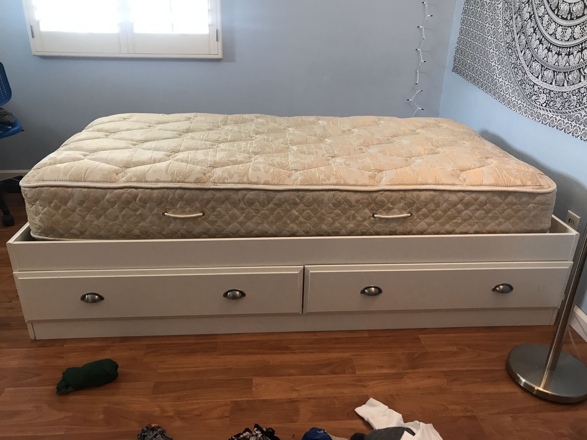 Twin bed frame with drawers