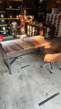 Industrial Reclaimed Wood and Metal Desk