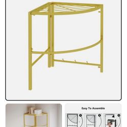 Corner Shelf Clothes Rack Organizer Gold