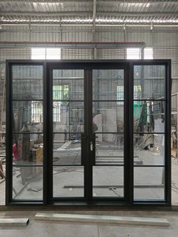New 108 x 96 French door. In stock ready to be picked up. Installation not included. Pick up in Wills Point. Delivery available for fee.