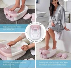 Homedics Bubble Bliss Deluxe Foot Spa Invigorating Bubble Action Relaxes and Soothes Tired Feet- Pink