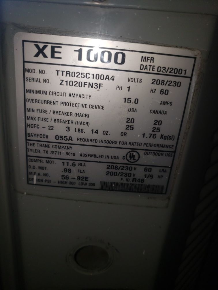 Trane XE 1000 2 ton air conditioner for Sale in Largo, FL OfferUp