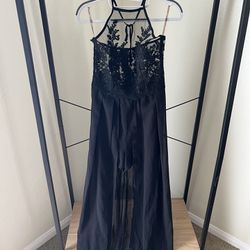 Black Laced Romper Dress