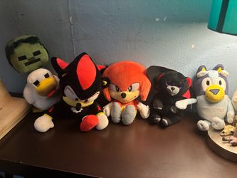 Sonic and Minecraft plushies