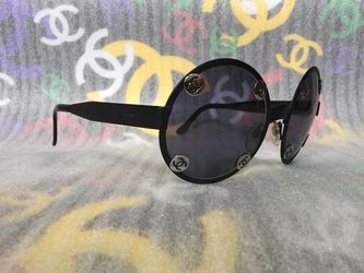 Authentic Vintage 90's CHANEL Black Sunglasses Large Round W