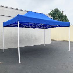 $145 (New) Heavy-duty 10x15 ft outdoor ez pop up canopy party tent instant shades w/ carry bag (white, blue)