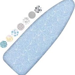 142]Heavy Duty Iron Board Cover with Padding, Adjustable Fasteners with Non-slip Elastic Edge, Sky Blue