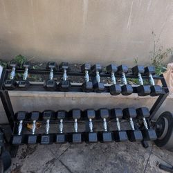 Rubber Hex Dumbbells 