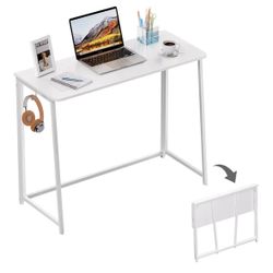 Space-Saving Foldable Desk White - NEW