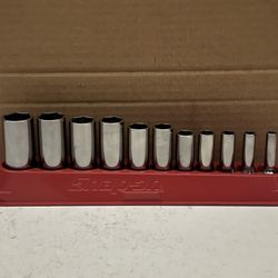 Snap-on Tools 11 pc 3/8" Drive 6-Point SAE Flank Drive® Deep Socket Set