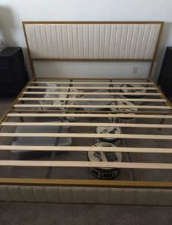 King Bed Frame - gold, upholstered