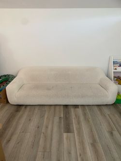 White Boucle Sofa