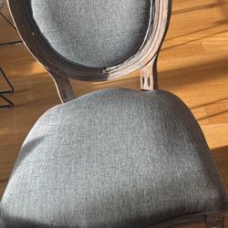 Linen And Wood Dining Chairs (2)
