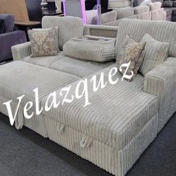 ✅️✅️2-Piece Convertible Sectional
Sleeper Sofa W/Fold-Down Table & Chaise Storage✅️
