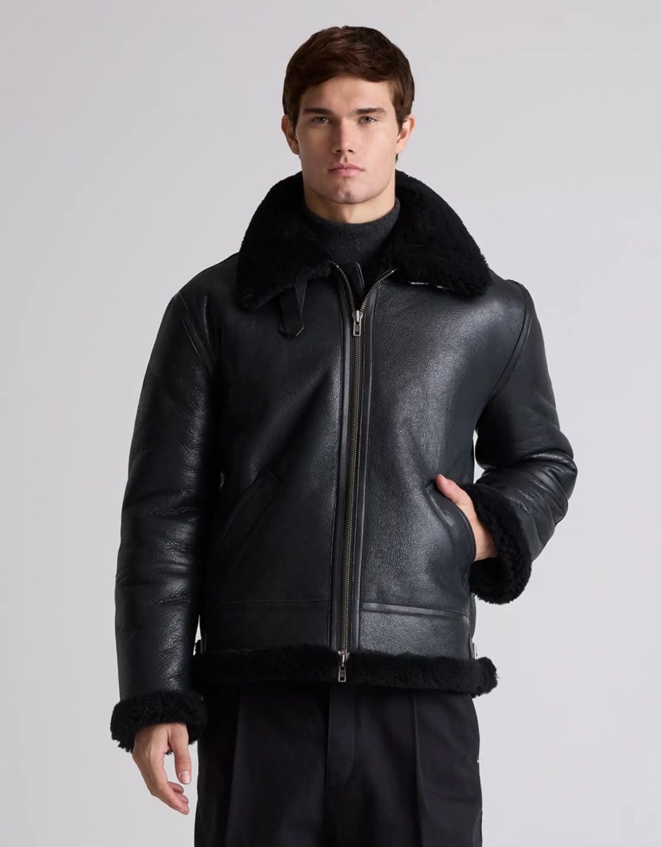 Men’s Shearling Bomber Jacket Size Medium.