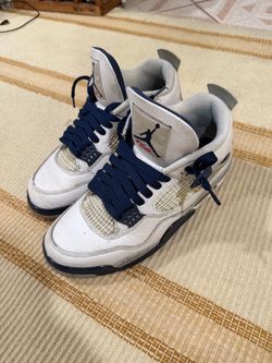 Air Jordan 4 White Navy Blue Sneakers