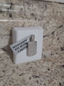 Moissanite Dog Tag Charm