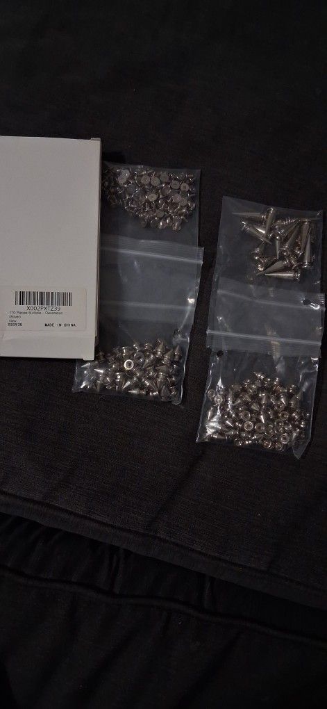 Metal Screw-Back Spikes & Studs Kit, Silver, 170 pcs total
