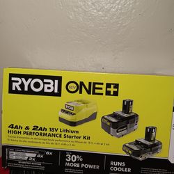 Ryobi 18v  4ah & 2ah 18v Lithium  high Performance Starter kit
