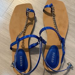 Blue Guess Women’s CERRI Flat Sandals 7.5M