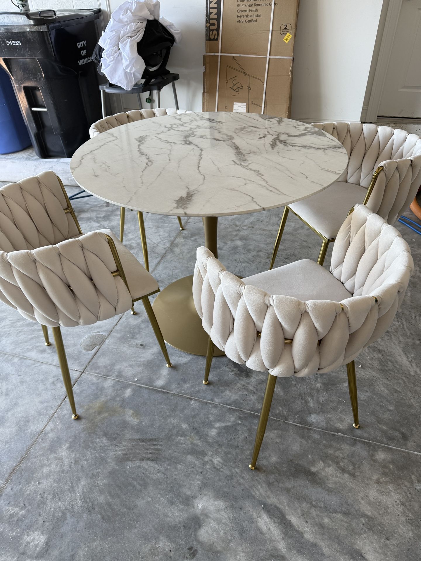 Table and four chairs