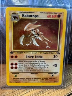Pokémon Kabutops Fossil 1st edition holo rare 1999