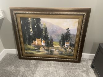 Large Framed Landscape Wall Art – Bridge Cottswalds – 46” x 56”
