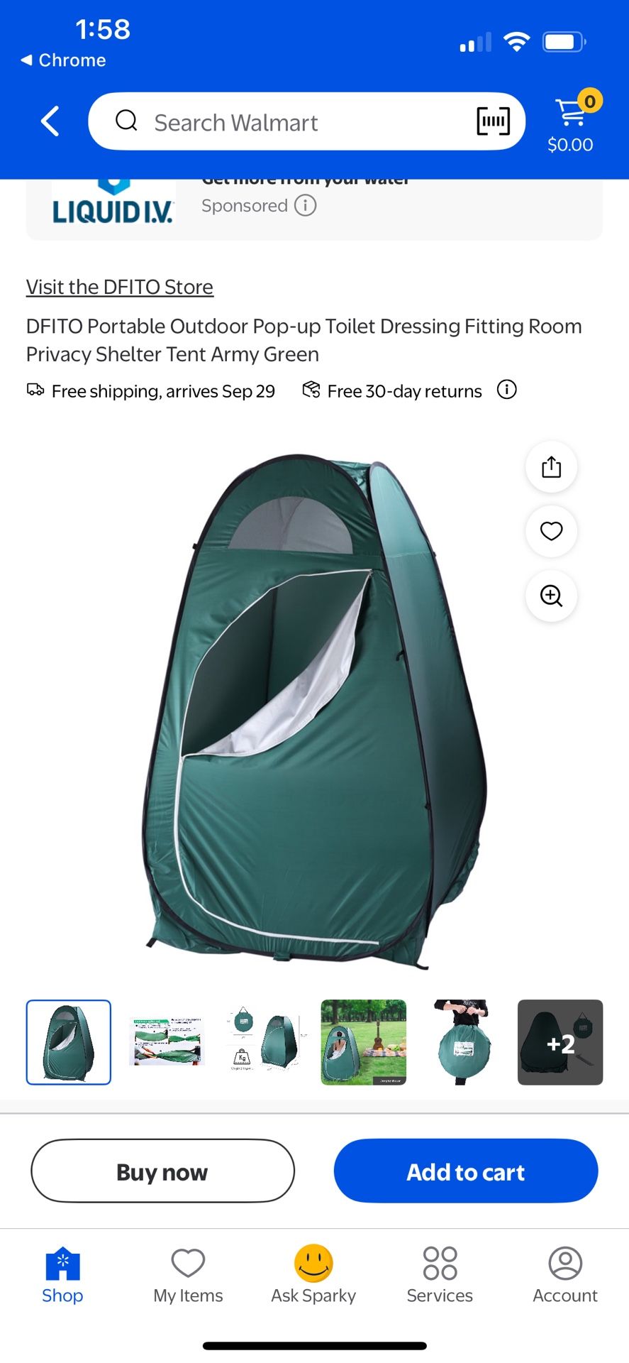 Portable Outdoor Pop-up Toilet Dressing Fitting Room Privacy Shelter Tent Army Green