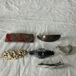 Elegant Hair Clip Set of six with Gold, Black, and Silver Accents