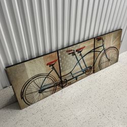 Signed Greg Studio Art “Built For Two” Bicycle Collage 3pcs Wooden Wall Decorative Art - Limited Edition 