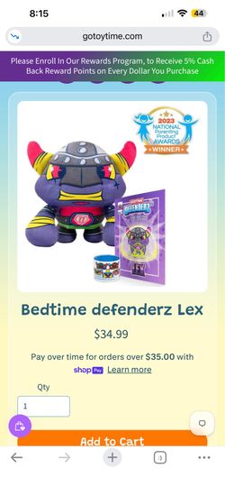 New! Bedtime defender plush