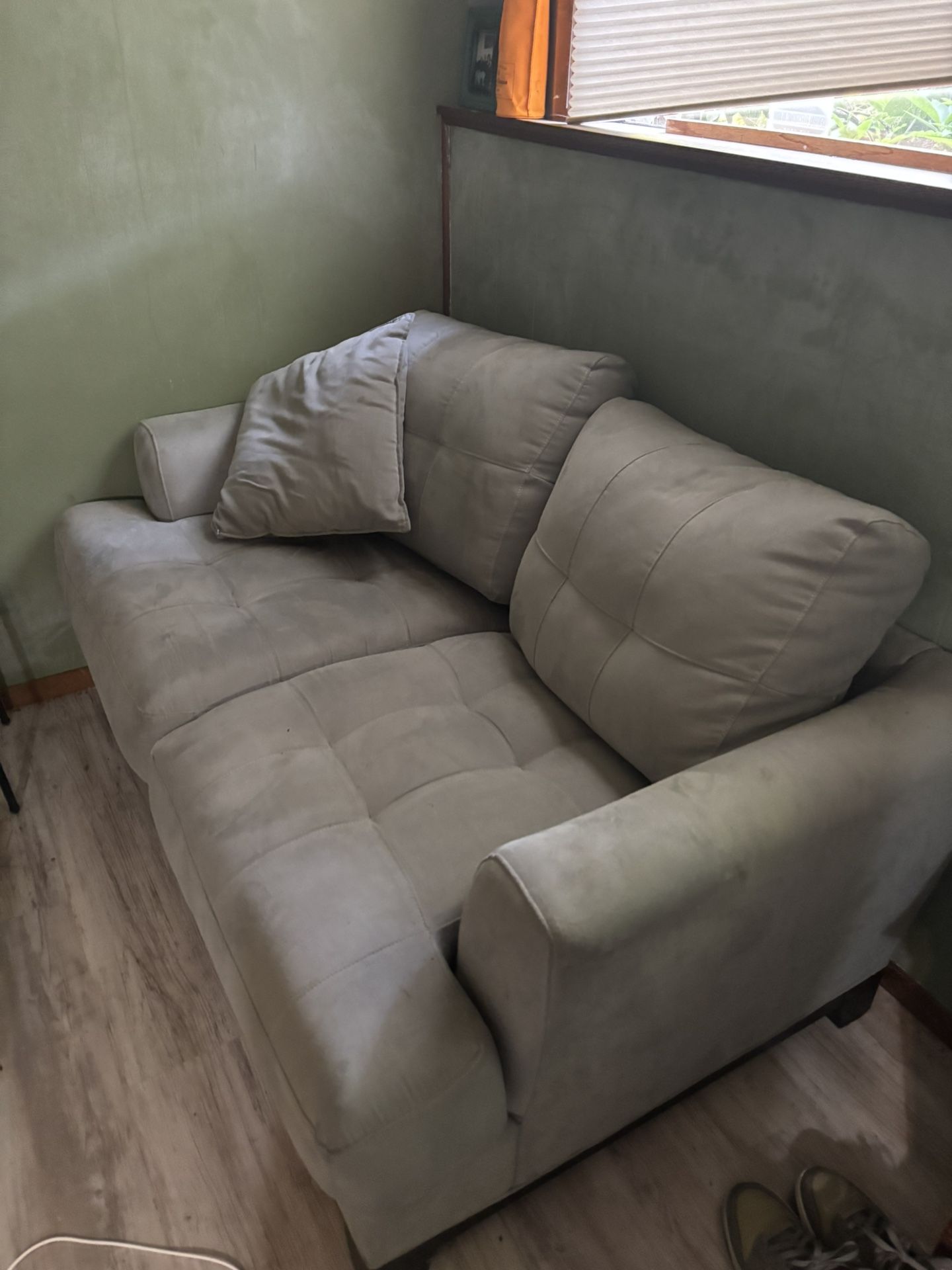 Soft Blue Suede Like Loveseat