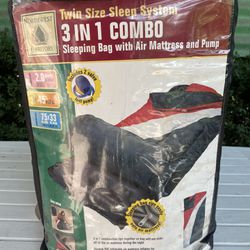 Sleeping Bag Twin Air Mattress W/ Pump 3 In 1 Combo 