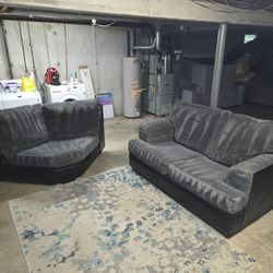 Ashley Charcoal Gray Love Seat and Wedge Chair Set