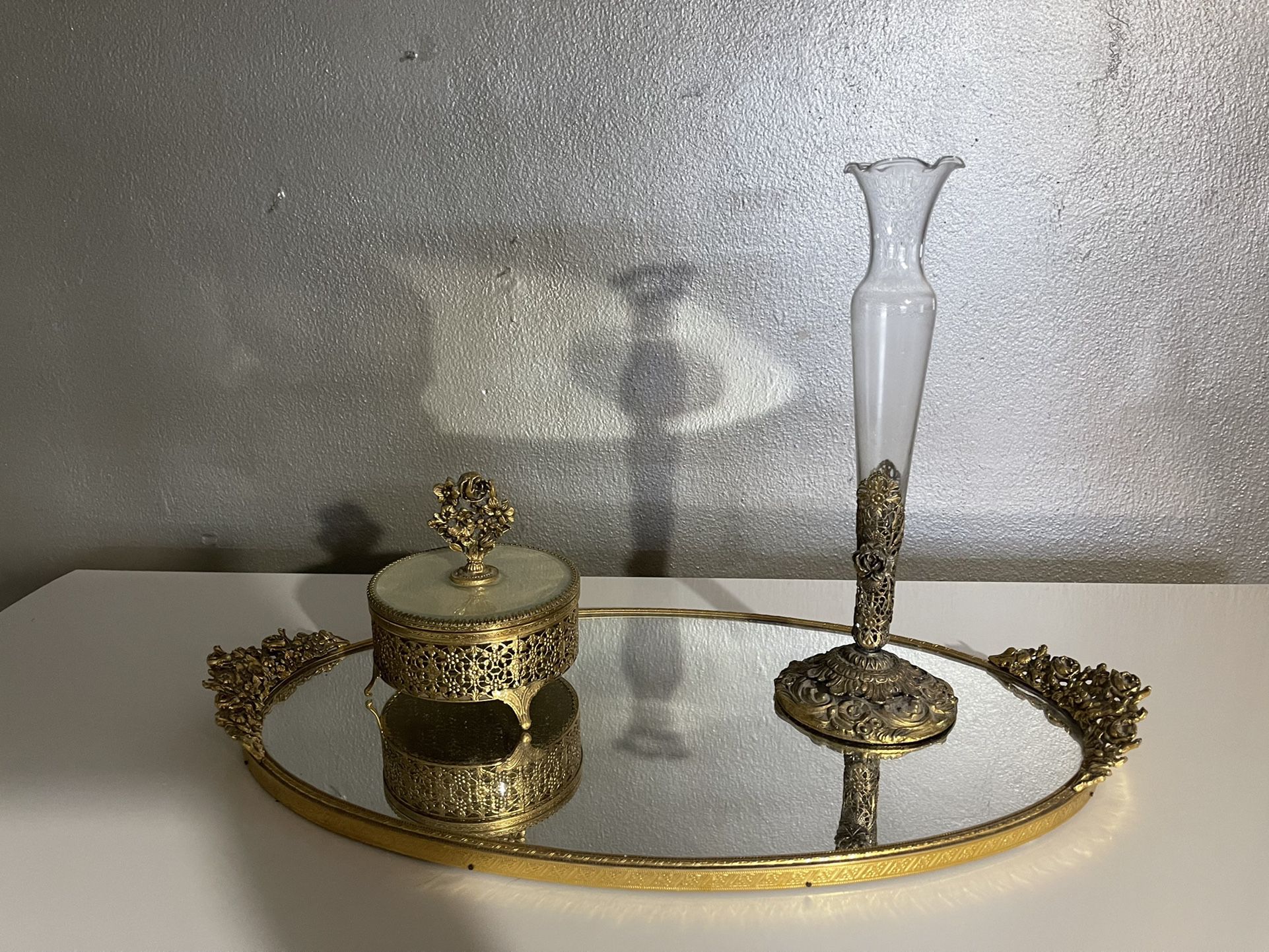 Antique Dresser Mirror Jewelry Set