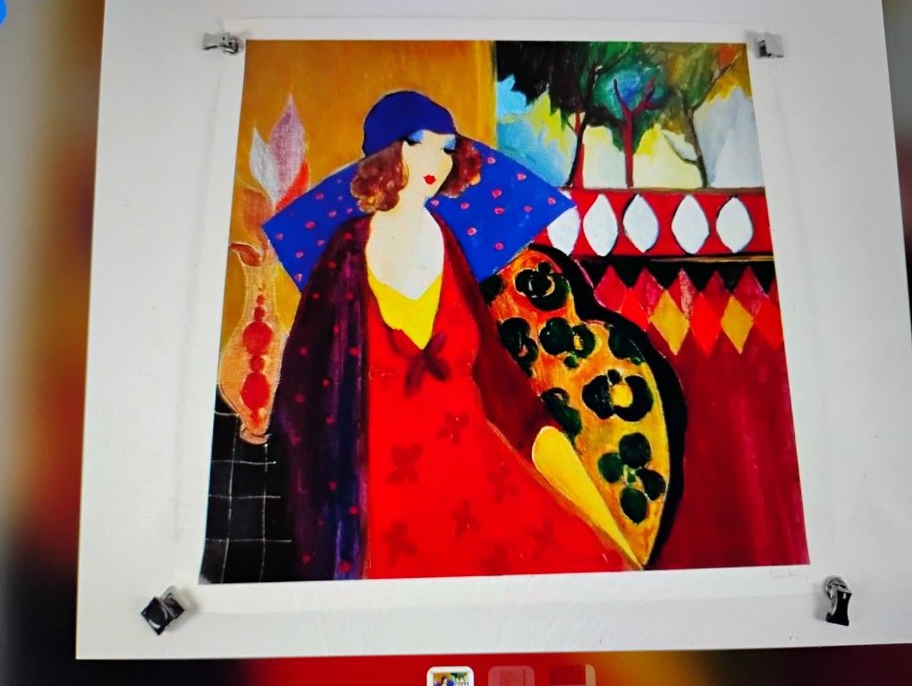 Seriolithograph By Itzchak Tarkay. Indigo Chapeau W/Coa