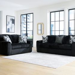 Brand New Elegant Ashley’s Midnight Madness Sofa Loveseat 