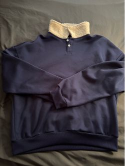 Navy blue long sleeve polo T shirt