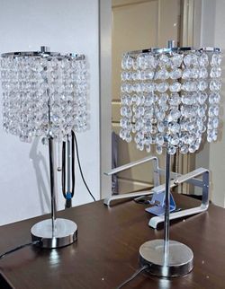 Set Of (2)  Glam Acrylic Crystal-like Table Lamps For Girls Bedroom 