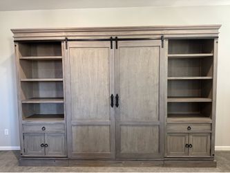 Rustic Farmhouse Sliding Door Media Center / Entertainment Wall Unit