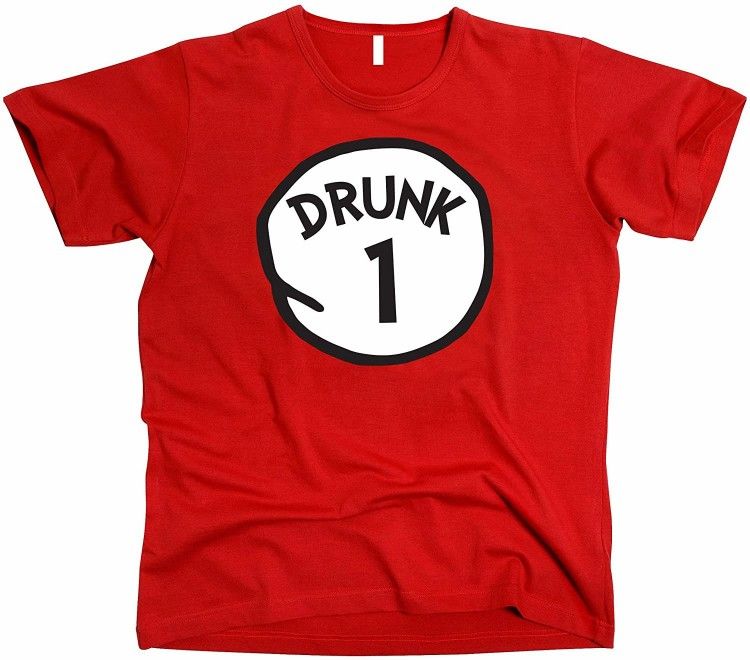 Drunk 1 & Drunk 2 Funny Drinking Team, Group Halloween Costume Unisex T-shirt - BRAND NEW 