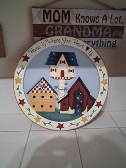 Deb Strain Trio of Birdhouses "Home Is Where Your Heart Is" Wall Hanger