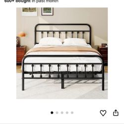 Black Steel Victorian King Bed Frame